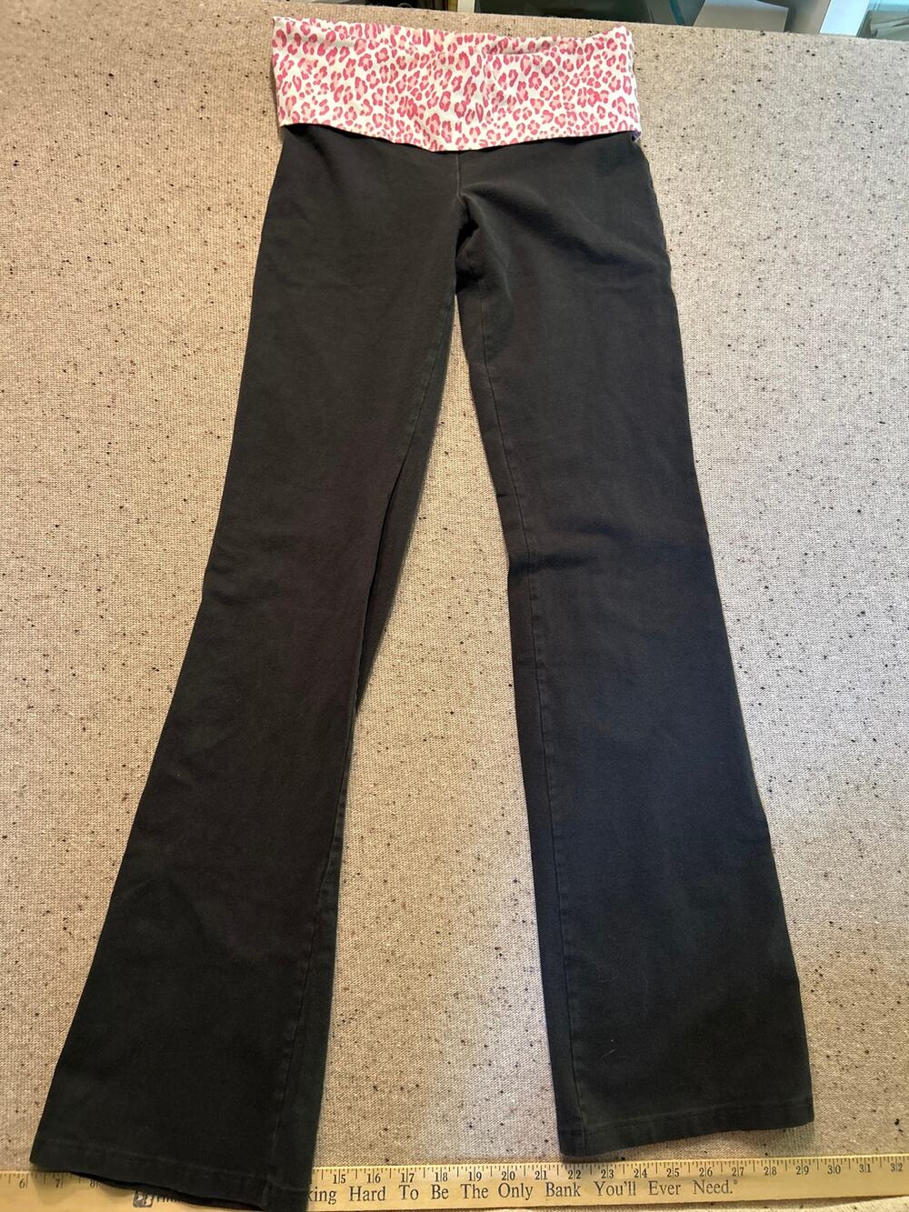 Victoria's Secret Pink Leopard Fold Over Boot Cut Yoga Pants Women's Small Y2k
